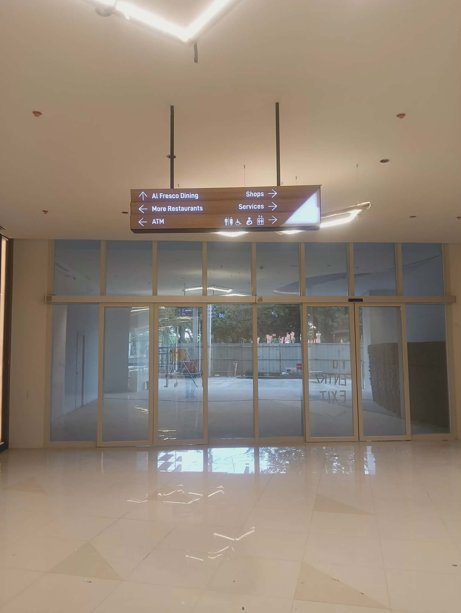 Indoor wayfinding acrylic suspended sign for al fresco dining, restaurants, shops, ATM—Metro Manila sign maker Philippines by M&G Global Ads.