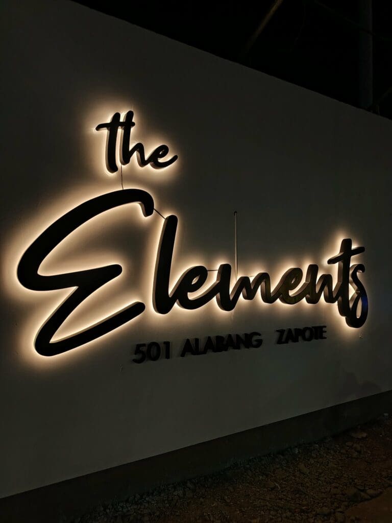 LED illuminated acrylic signage for The Elements 501, Alabang Zapote, Metro Manila, sign maker Philippines by M&G Global Ads.
