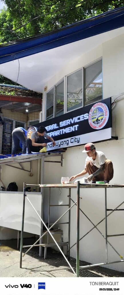 Outdoor building acrylic signage for GENERAL SERVICES DEPARTMENT, Mandaue City by sign maker Philippines, M&G Global Ads.