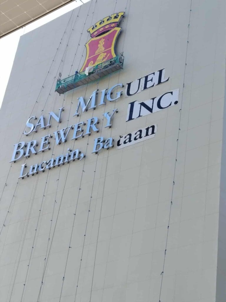 Outdoor building signage, San Miguel Brewery Inc. acrylic sign, Lucanin, Bataan by sign maker Philippines, M&G Global Ads.