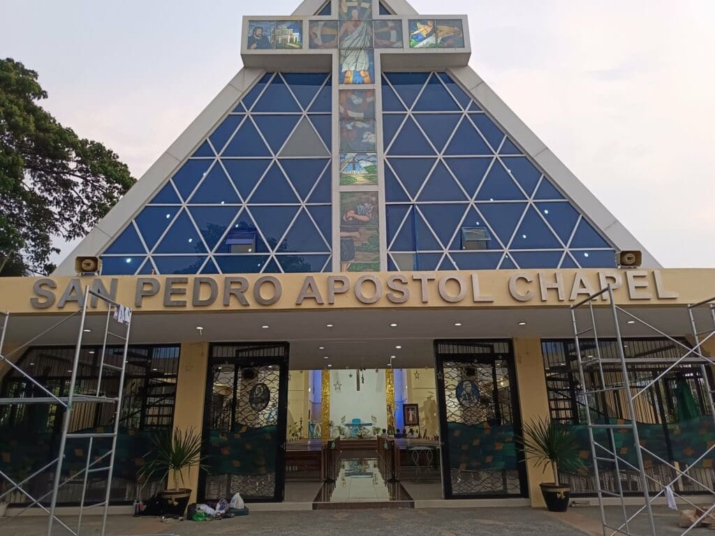Outdoor building signage, SAN PEDRO APOSTOL CHAPEL, acrylic sign maker Philippines Metro Manila by M&G Global Ads.