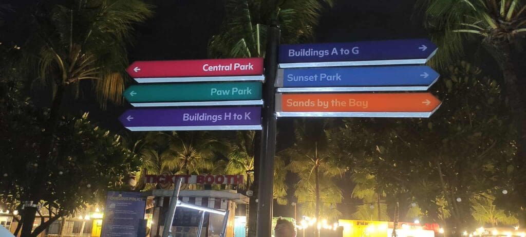 Outdoor wayfinding signpost with directional arrows, aluminum signage, Metro Manila, sign maker Philippines by M&G Global Ads.