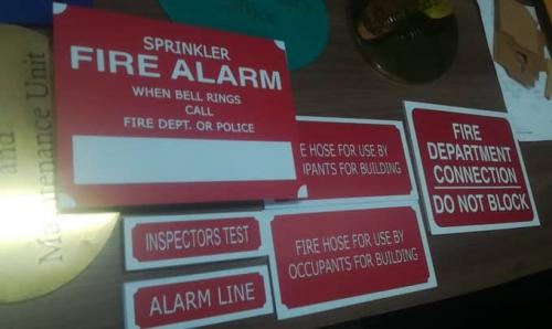 sticker on sintra | safety signage | sprinkler fire alarm
