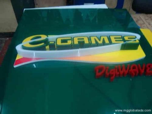 e games - acrylic sign - business signage