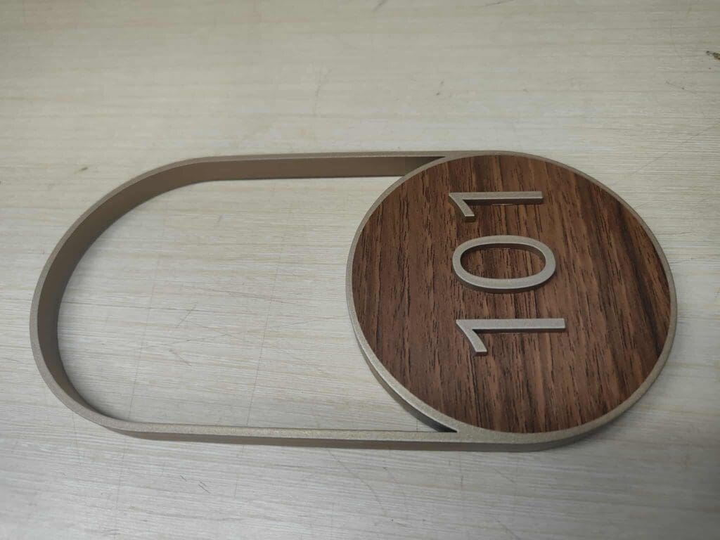 Room signage, wooden engraved number 101 sign on light wood frame, Metro Manila, sign maker Philippines by M&G Global Ads.