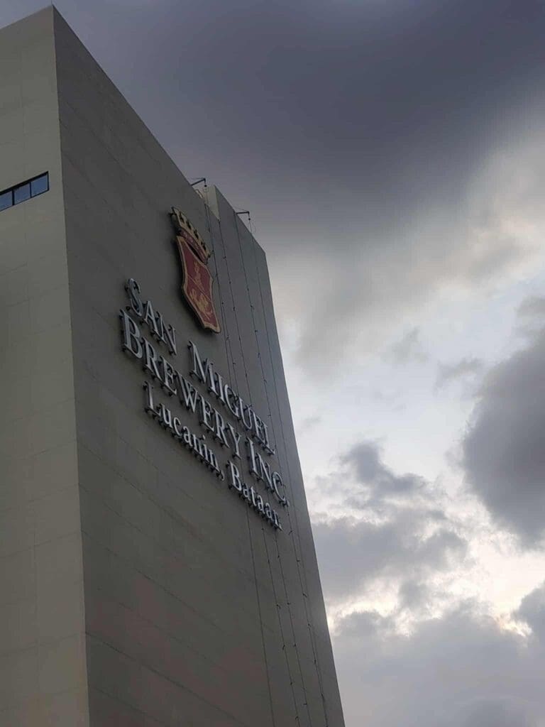 San Miguel Brewery Inc. building signage, outdoor acrylic sign, Lucena Batangas, sign maker Philippines by M&G Global Ads.